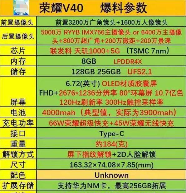 荣耀V40已无悬念：天玑1000+5G，撞脸Mate40，售价感人！