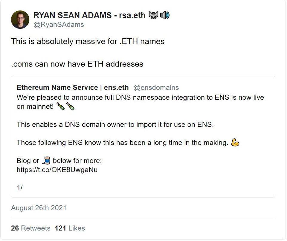 三分钟学会如何将 DNS 域名导入 ENS？