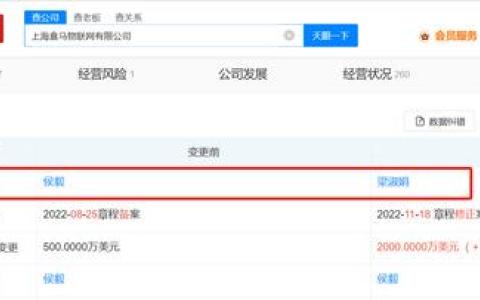 上海盒马物联网公司法定代表人变更！