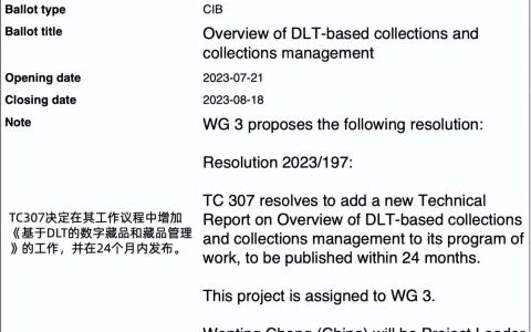 中国企业主导的全球首个区块链数字藏品ISO国际标准成功立项