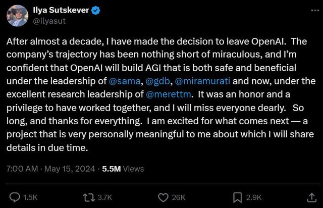OpenAI前首席科学家Ilya创立新公司，瞄准超越AGI的“超级人工智能”和绝对的AI安全