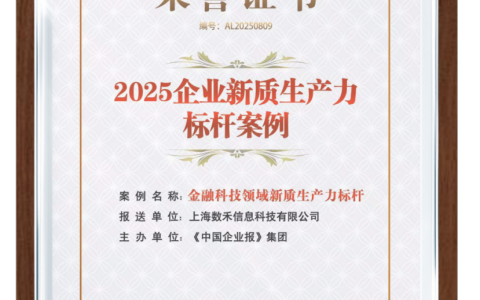 打造科技创新助力普惠金融落地新范式 数禾科技入选2025企业新质生产力标杆案例